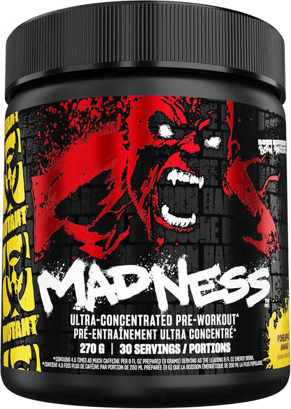 MUTANT MADNESS Pre-Workout Supplement – 360mg Caffeine, Beta-Alanine, L-Citrulline, Energy & Focus Boost – 30 Servings (270g) MUTANT