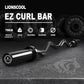 Lionscool EZ Curl Bar with weight capacity and features displayed on a dark background