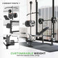 Gym weight bench with customizable weight capacity in a gym setting.