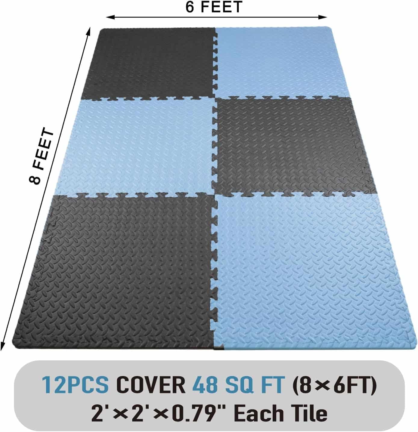 Extra Thick EVA Foam Gym Mats – 0.79" High-Density Interlocking Floor Tiles (48 sq ft, 12-Pack) | Dual-Color, Non-Slip, Waterproof Workout Mats for Home Gym & Equipment Protection AIRHOP