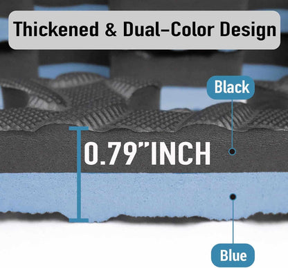 Extra Thick EVA Foam Gym Mats – 0.79" High-Density Interlocking Floor Tiles (48 sq ft, 12-Pack) | Dual-Color, Non-Slip, Waterproof Workout Mats for Home Gym & Equipment Protection AIRHOP