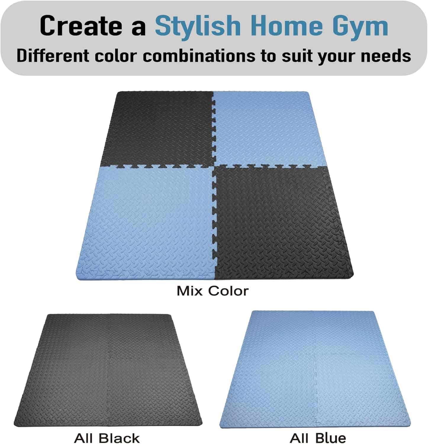 Extra Thick EVA Foam Gym Mats – 0.79" High-Density Interlocking Floor Tiles (48 sq ft, 12-Pack) | Dual-Color, Non-Slip, Waterproof Workout Mats for Home Gym & Equipment Protection AIRHOP