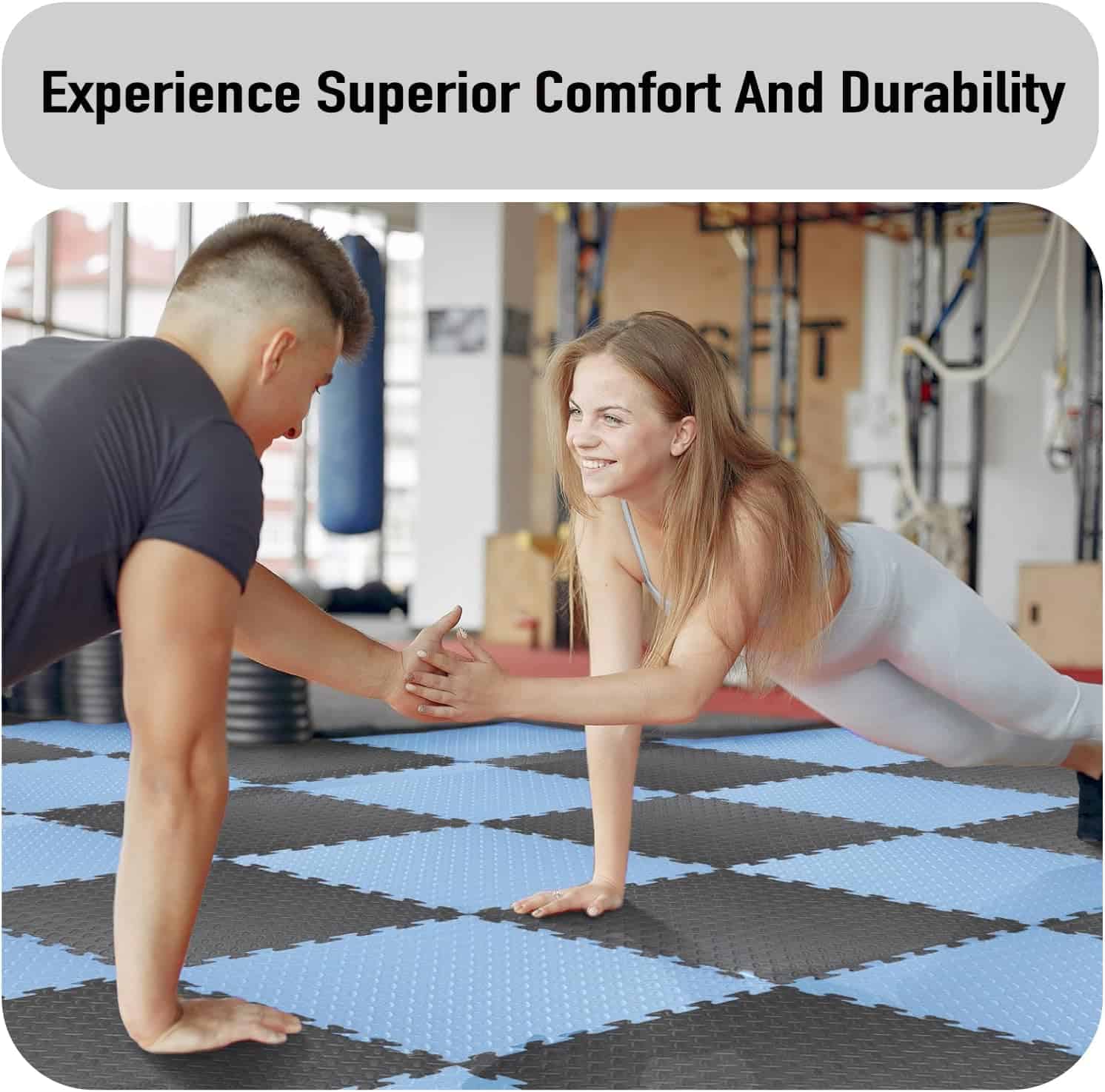 Extra Thick EVA Foam Gym Mats – 0.79" High-Density Interlocking Floor Tiles (48 sq ft, 12-Pack) | Dual-Color, Non-Slip, Waterproof Workout Mats for Home Gym & Equipment Protection AIRHOP