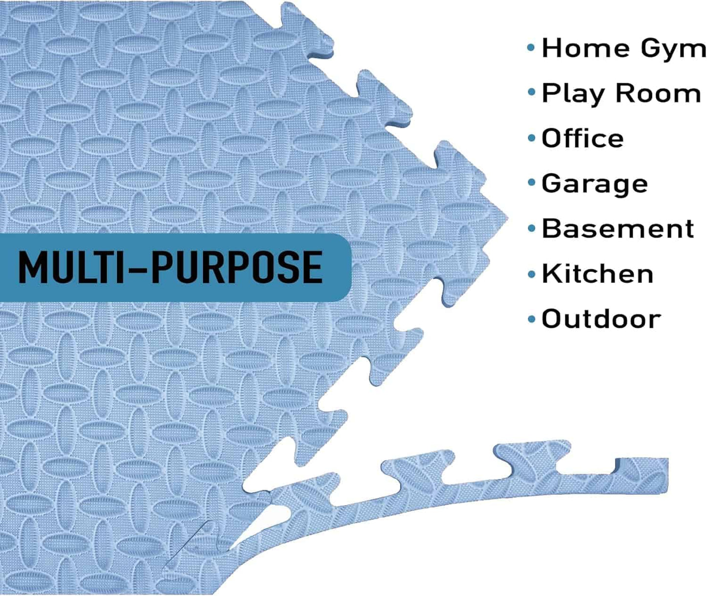 Extra Thick EVA Foam Gym Mats – 0.79" High-Density Interlocking Floor Tiles (48 sq ft, 12-Pack) | Dual-Color, Non-Slip, Waterproof Workout Mats for Home Gym & Equipment Protection AIRHOP