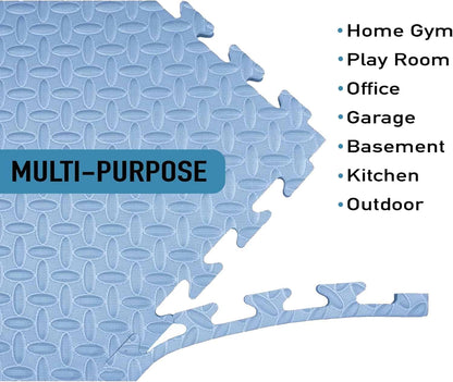 Extra Thick EVA Foam Gym Mats – 0.79" High-Density Interlocking Floor Tiles (48 sq ft, 12-Pack) | Dual-Color, Non-Slip, Waterproof Workout Mats for Home Gym & Equipment Protection AIRHOP