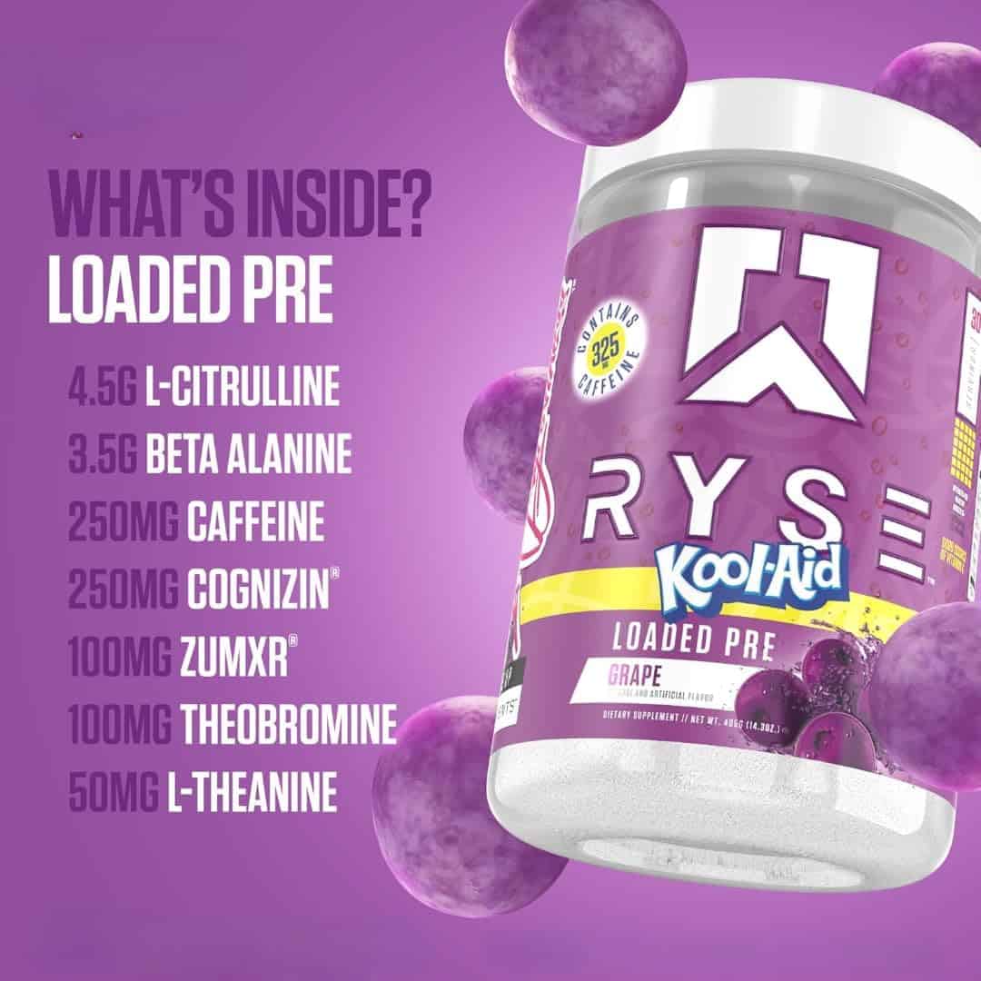 RYSE Loaded Pre Workout Powder – Nitric Oxide Booster with L-Citrulline, Beta-Alanine & Dual-Sourced Caffeine for Energy, Focus & Pumps | Tiger’s Blood, 30/60 Servings RYSE Up Supplements