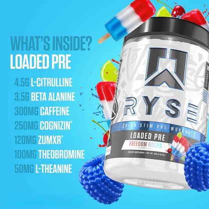 RYSE Loaded Pre Workout Powder – Nitric Oxide Booster with L-Citrulline, Beta-Alanine & Dual-Sourced Caffeine for Energy, Focus & Pumps | Tiger’s Blood, 30/60 Servings RYSE Up Supplements