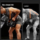 Two images showing a person using a weight machine with text about 'No chest hit' and 'More Range of Motion'.