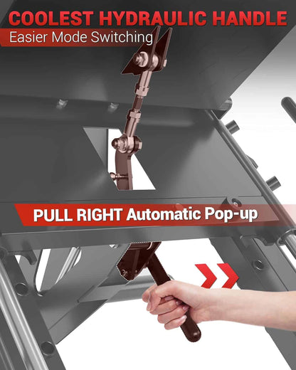 Hydraulic handle with text on a mechanical background