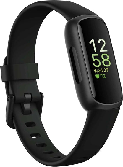 Black fitness tracker on a white background
