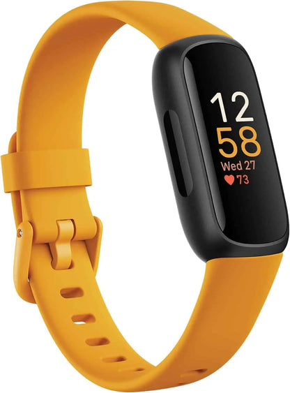 Smartwatch with a yellow band on a white background