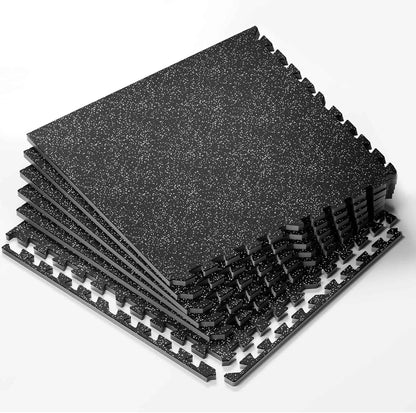 Exercise Equipment Mats – 6-Piece Interlocking Rubber & EVA Foam Tiles (24 sq ft) | Heavy-Duty Non-Slip Home Gym Flooring for Weightlifting, Cardio & Fitness Equipment FitCore Supply
