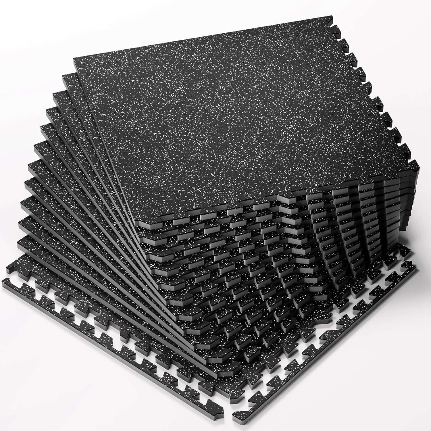 Exercise Equipment Mats – 6-Piece Interlocking Rubber & EVA Foam Tiles (24 sq ft) | Heavy-Duty Non-Slip Home Gym Flooring for Weightlifting, Cardio & Fitness Equipment FitCore Supply