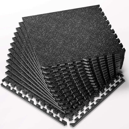 Exercise Equipment Mats – 6-Piece Interlocking Rubber & EVA Foam Tiles (24 sq ft) | Heavy-Duty Non-Slip Home Gym Flooring for Weightlifting, Cardio & Fitness Equipment FitCore Supply