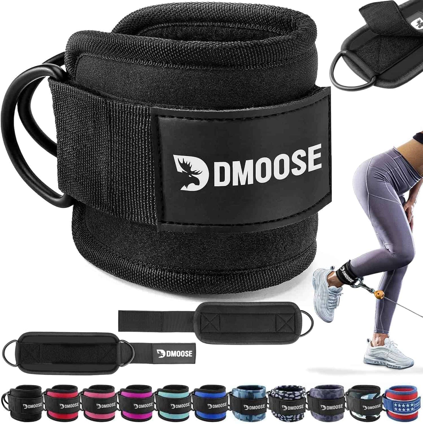 DMoose Ankle Straps for Cable Machines – Glute & Leg Kickback Straps for Gym & Home Use DMoose