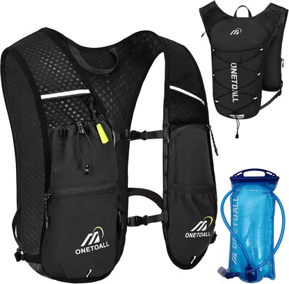Lightweight Hydration Running Vest – 5.5L Pack with 2L Bladder for Marathon, Trail Running, Hiking & Cycling (Unisex, 150g) ONETOALL