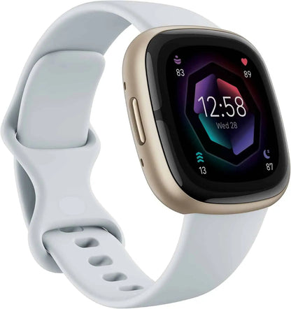Smartwatch with a light gray band on a white background