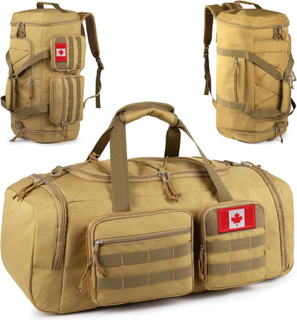 Tactical Gym Bag for Men & Women – 50L Large 3-in-1 Water-Resistant Sports Duffle with Shoe Compartment, Wet Pocket & Backpack Straps ATRIPACK