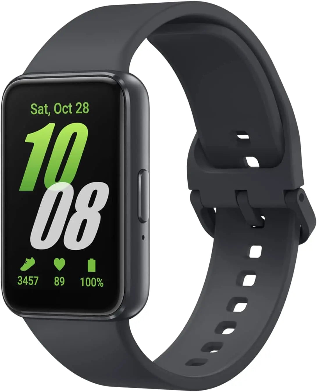 Smartwatch with a black band on a white background