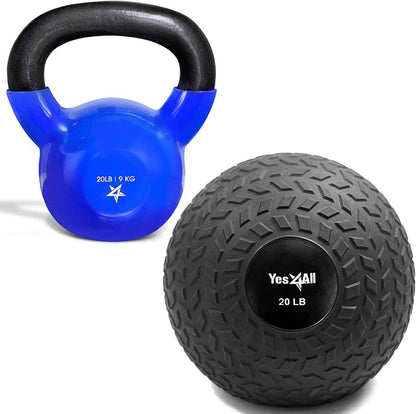 Yes4All Vinyl Coated Cast Iron Kettlebell – 5 to 50 lb Weights Yes4All