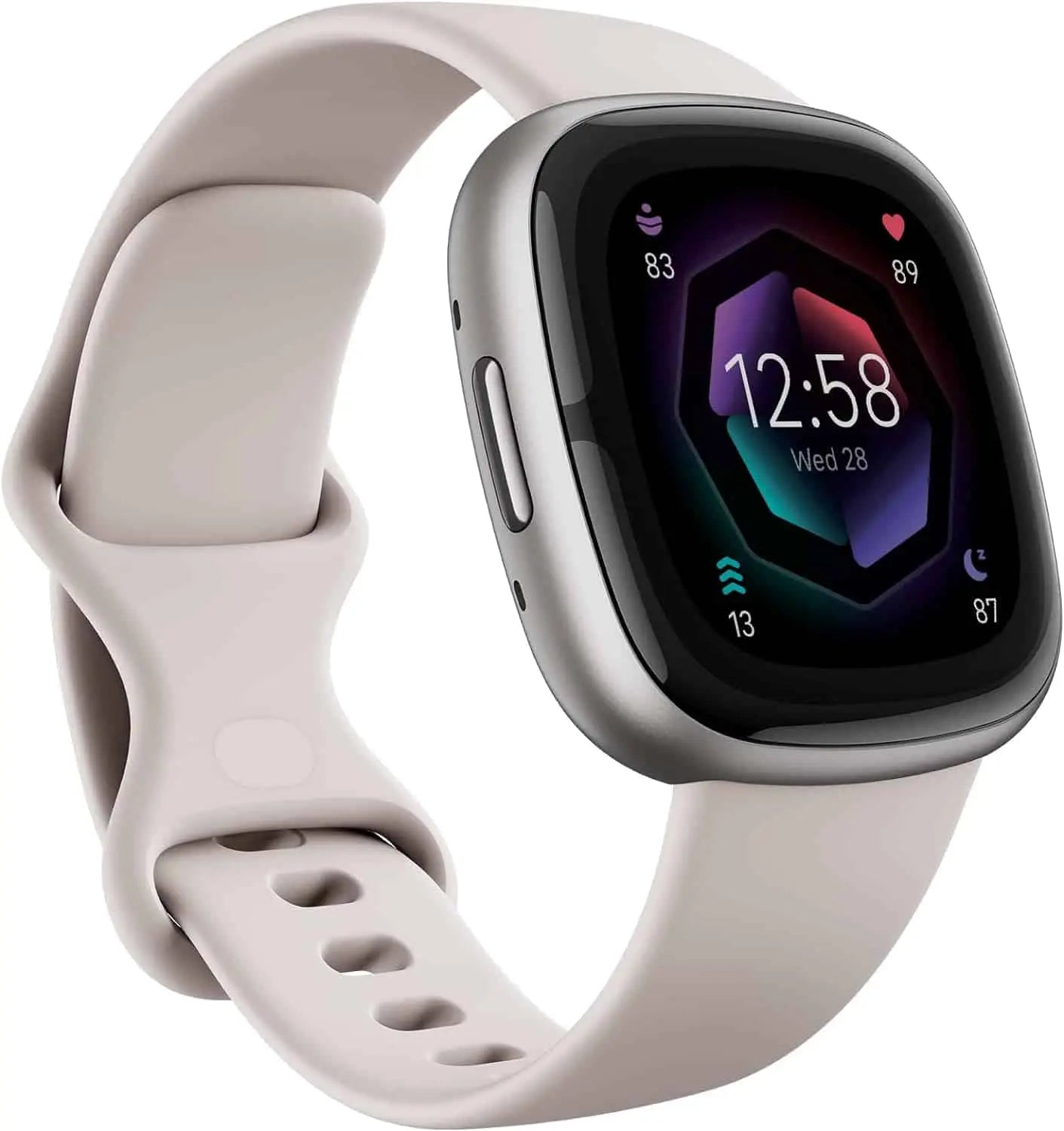 Smartwatch with a light gray band on a white background