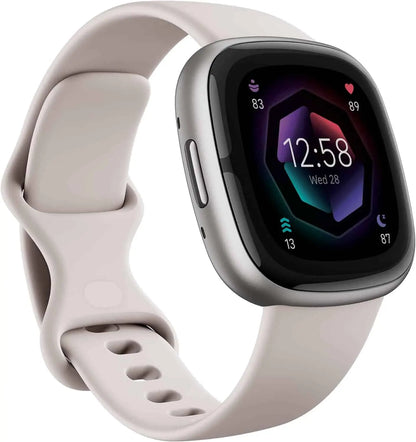 Smartwatch with a light gray band on a white background