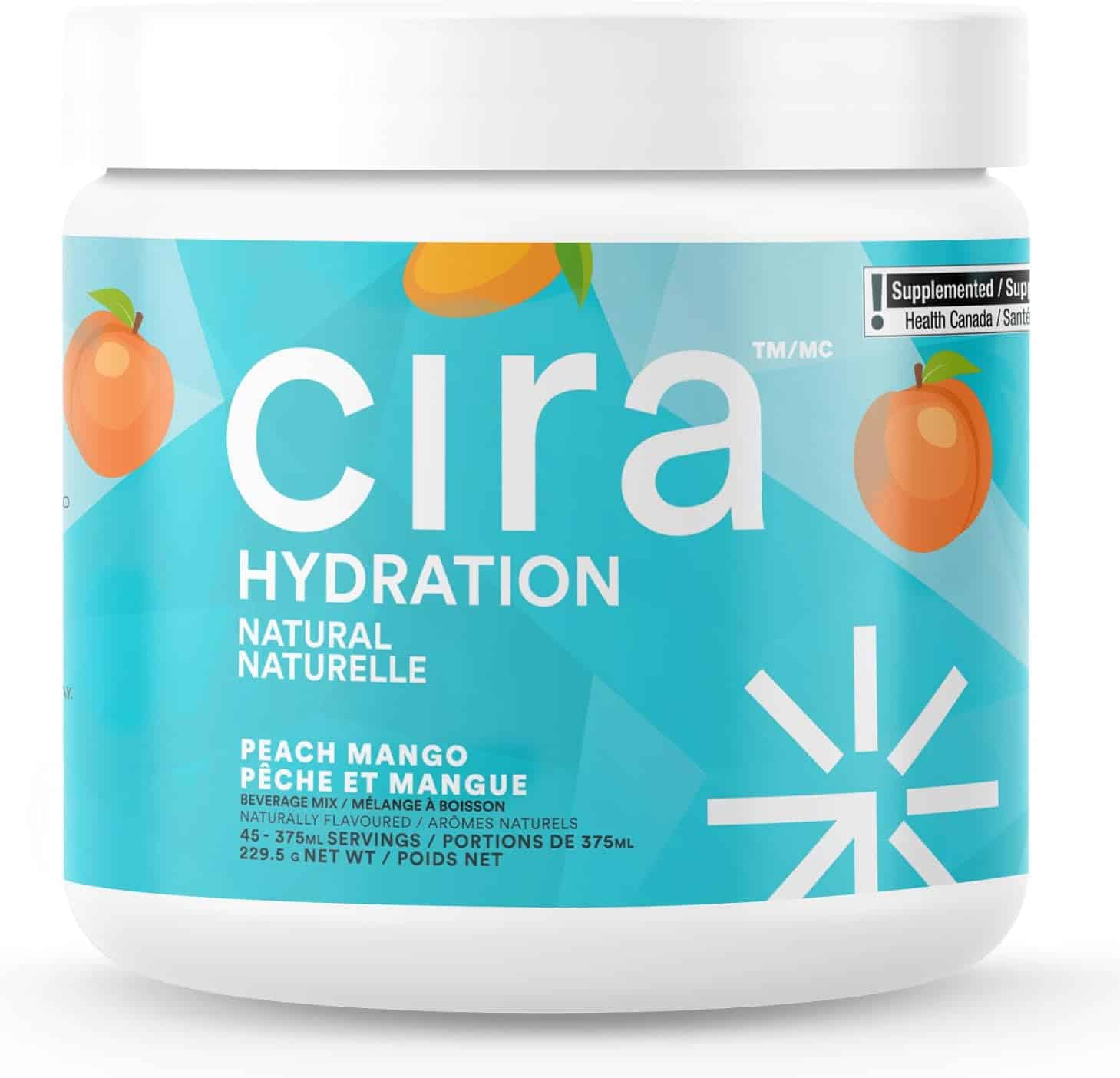 Cira Hydration peach mango flavor container on a white background