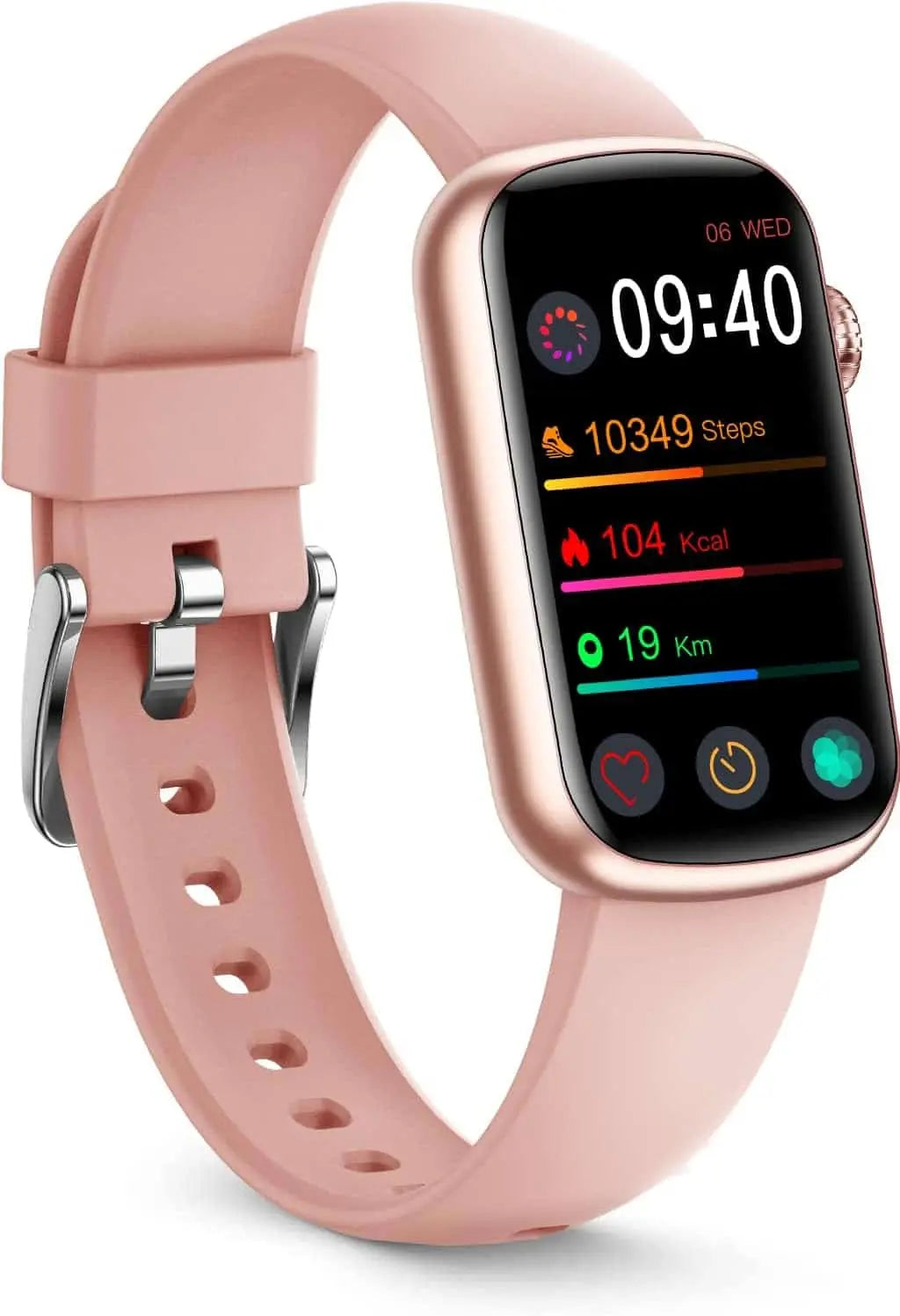 Smartwatch with a pink band on a white background