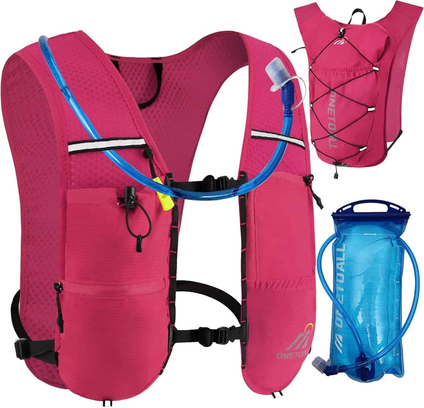 Lightweight Hydration Running Vest – 5.5L Pack with 2L Bladder for Marathon, Trail Running, Hiking & Cycling (Unisex, 150g) ONETOALL