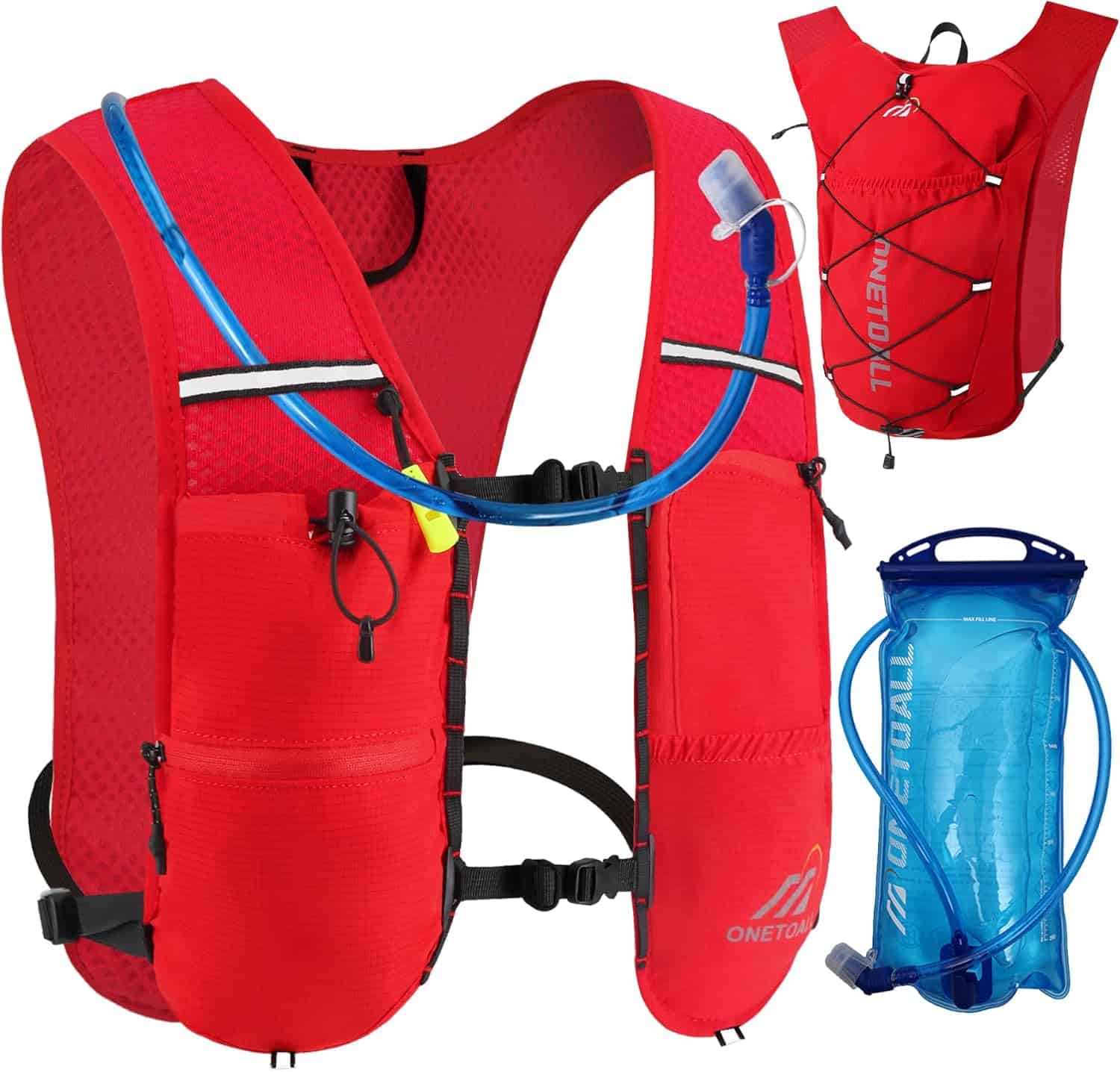 Lightweight Hydration Running Vest – 5.5L Pack with 2L Bladder for Marathon, Trail Running, Hiking & Cycling (Unisex, 150g) ONETOALL