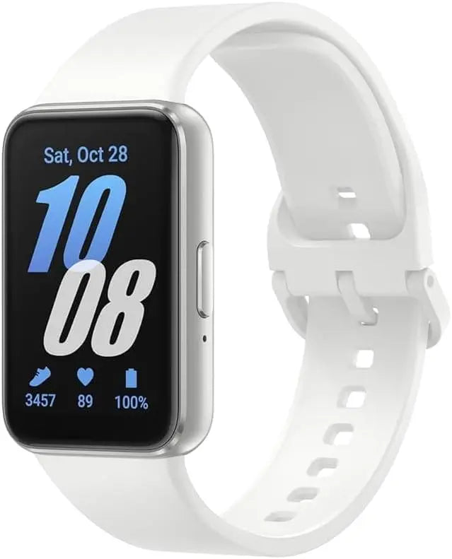 Smartwatch with a white band on a white background