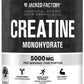 Jacked Factory Creatine Monohydrate supplement container on a black background