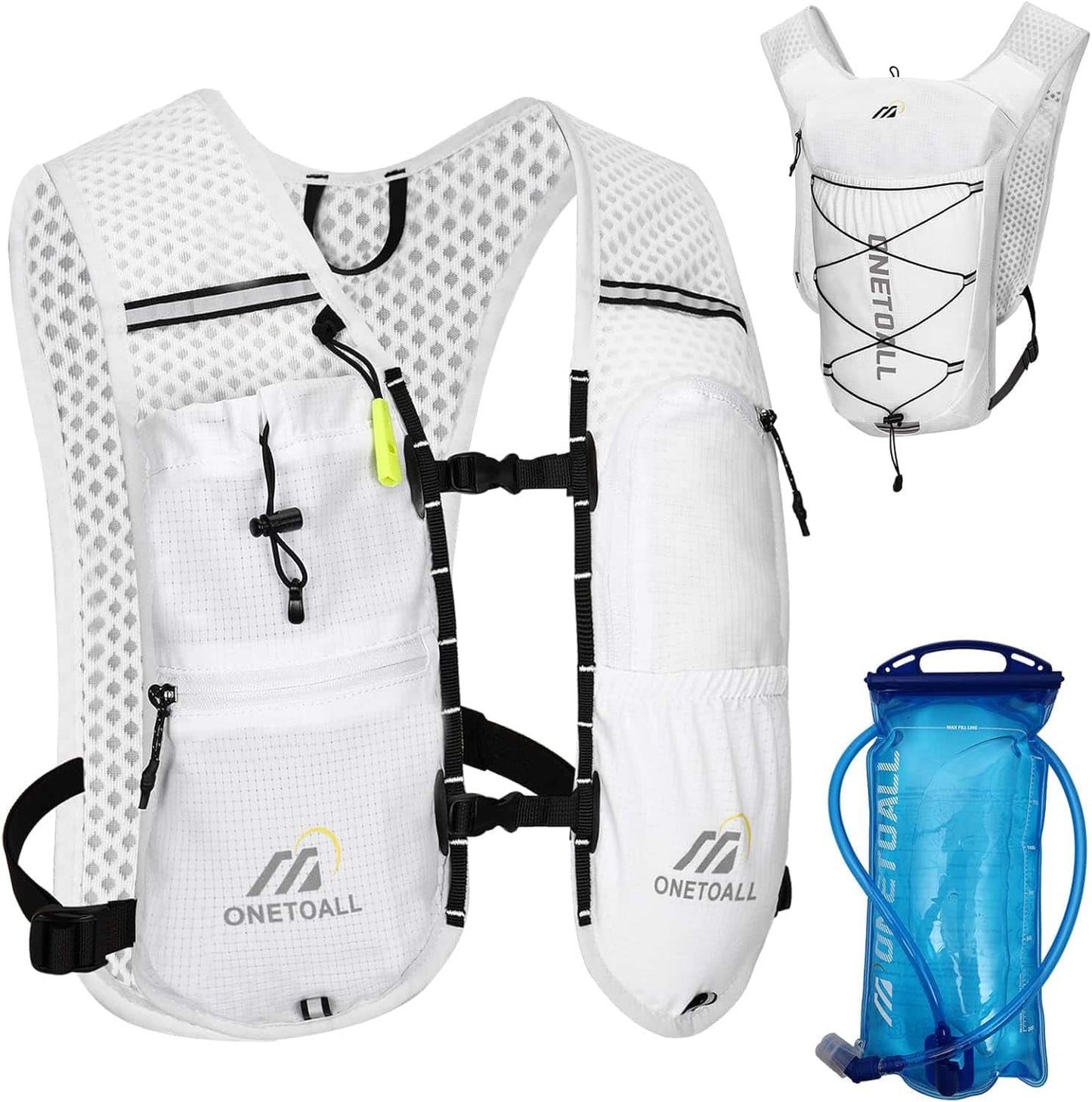 Lightweight Hydration Running Vest – 5.5L Pack with 2L Bladder for Marathon, Trail Running, Hiking & Cycling (Unisex, 150g) ONETOALL