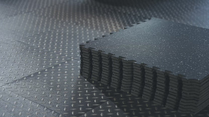 Exercise Equipment Mats – 6-Piece Interlocking Rubber & EVA Foam Tiles (24 sq ft) | Heavy-Duty Non-Slip Home Gym Flooring for Weightlifting, Cardio & Fitness Equipment