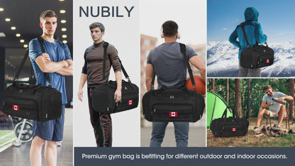 NUBILY Waterproof Gym Bag for Men – 40L/55L Large Sports Travel Duffle with Shoes Compartment